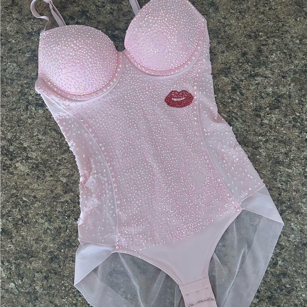 Sparkling Pink Embellished Bodysuit